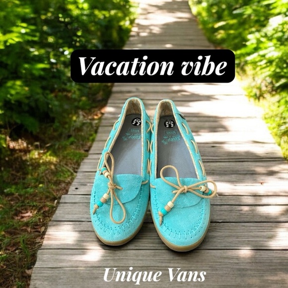 Vans Off The Wall Women's The Original Surf Siders Turquoise Size 5.5 - Picture 1 of 8